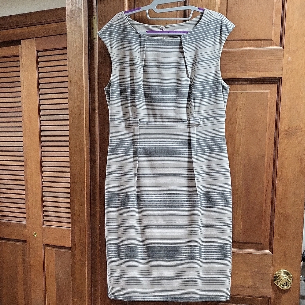 Elegant Striped Gray Dress